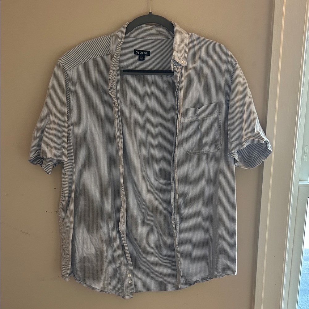George Men's Light Blue Pinstripe Shirt
